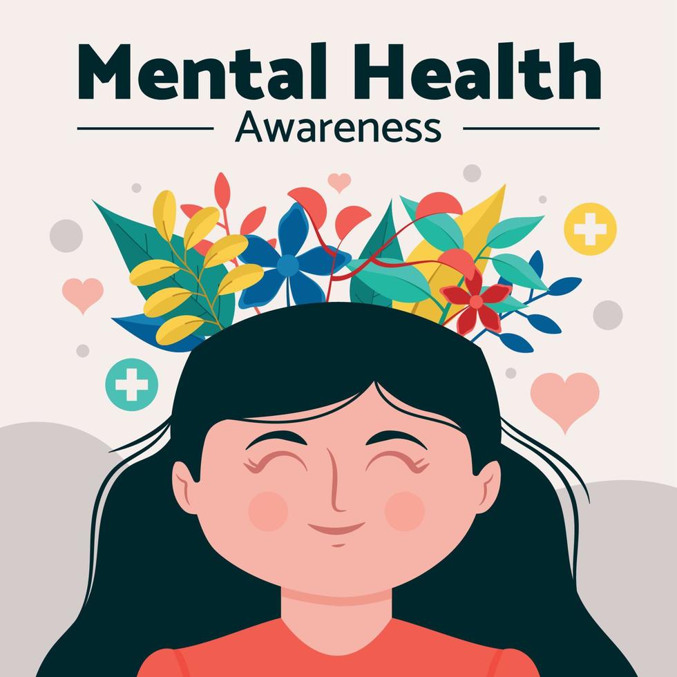 simple-mental-health-awareness-with-woman-free-vector